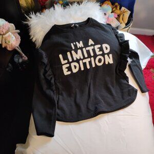 Girls “I’m a Limited Edition” Black Graphic Ruffle Sweatshirt